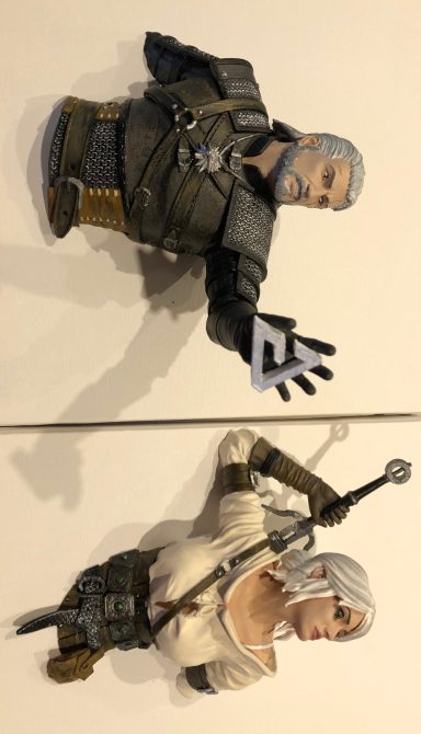 3D-gedruckte Figuren von Ciri und Geralt, Witcher