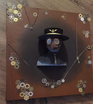 3D-Wandbild Pestdoktor, detailreich bemalt